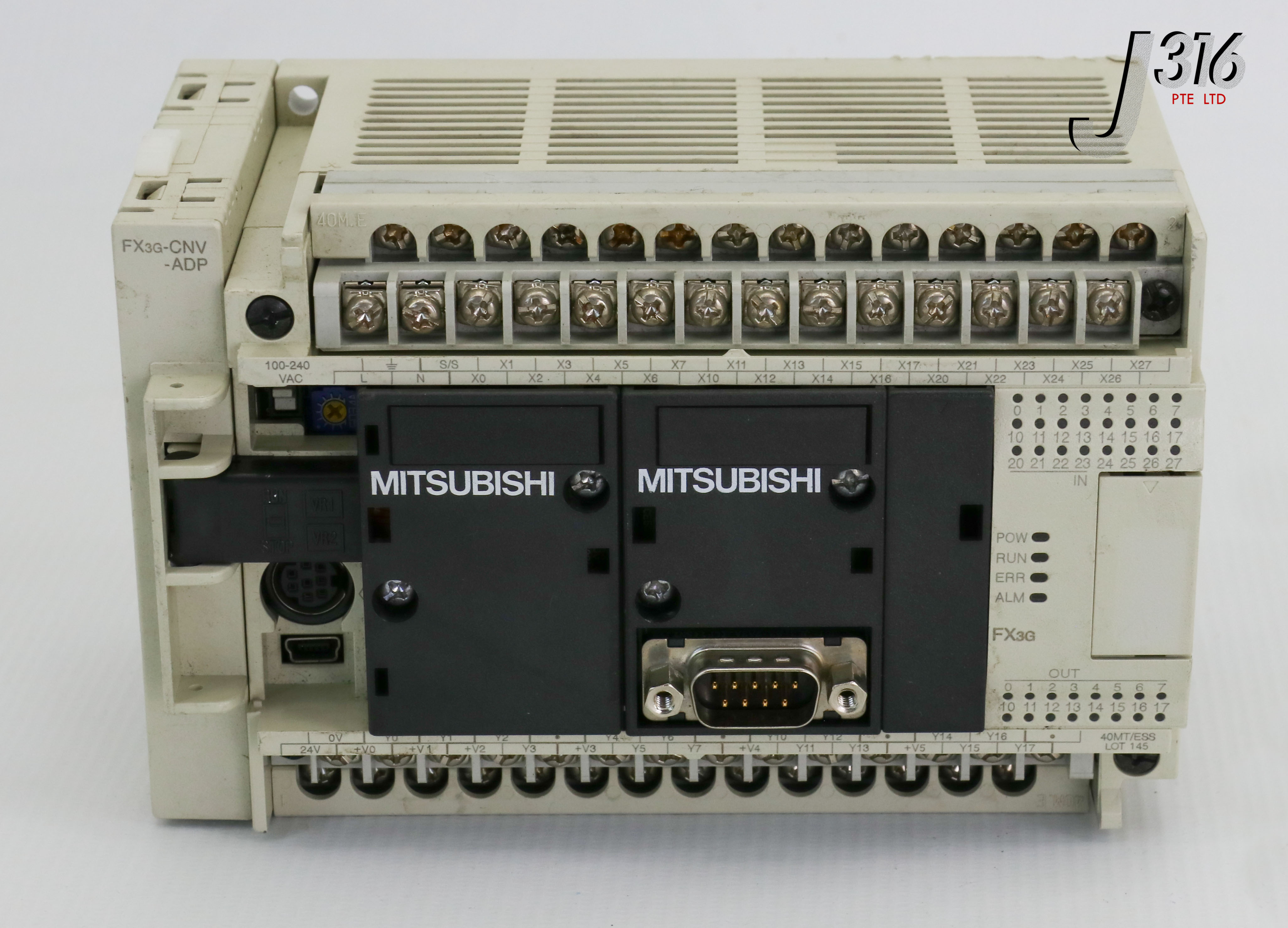 25466 MITSUBISHI PROGAMMABLE CONTROLLER W/ FX3G-CNV-ADP FX3G-40MT